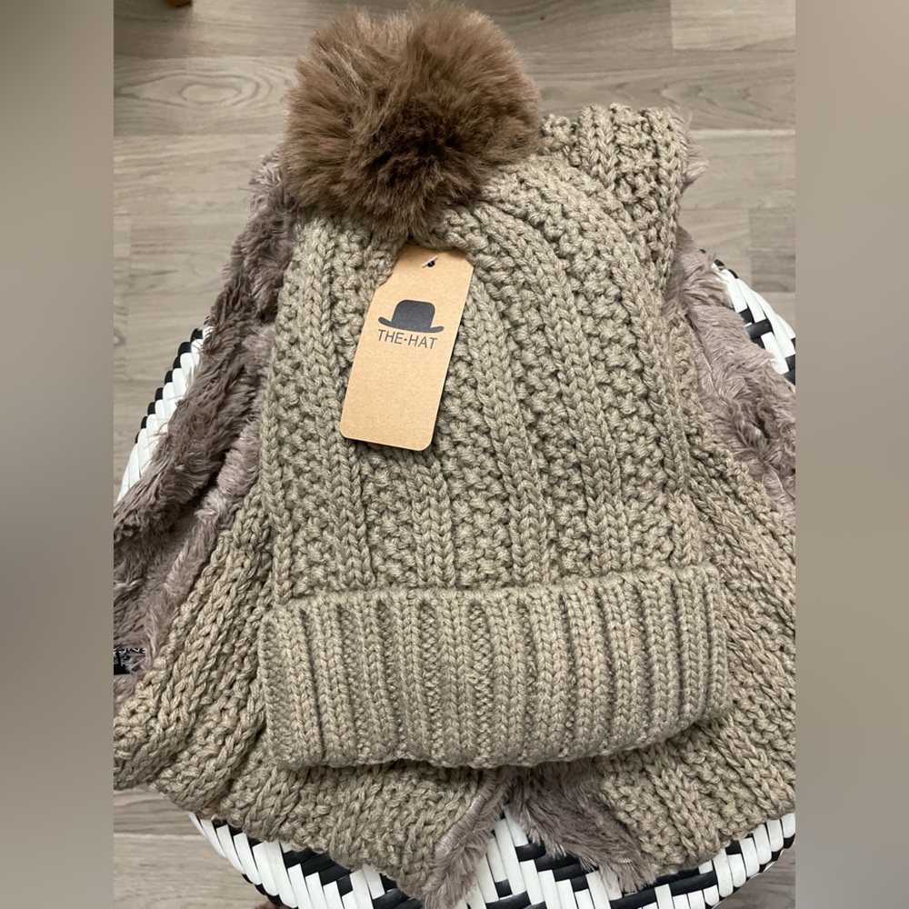 Best seller warm winter slouchy beanie hat scarf set knit beanie hat scarf.